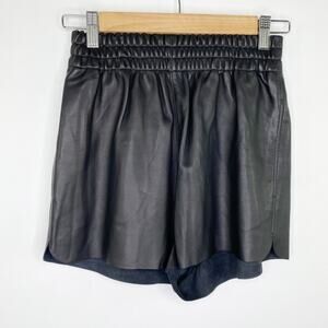 LF Carmar Black 100% Leather High-Rise Elastic Shorts Women's Size Small S NWT